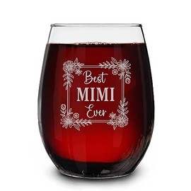 Best Mimi Ever Engraved Stemless Wine Glass - Gifts For Mimi - Best Mimi Wine Glass - Funny Gifts Idea Birthday- Christmas- Holiday- Mother's Day - Pregnancy Announcement Wine Glass