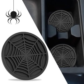 4 Pack Car Cup Holder Coasters, Cute and Creativity Cup Holder Insert Coaster Car Interior Accessories-2.75 inch Silicone Anti Slip Spider Web Car Coaster-Universal