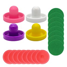 Tiardey Pack of 4 96 mm Air Hockey Balls, Table Sticks, Goalkeeper with 8 Pieces Pucks (White + Pink + Yellow + Purple)