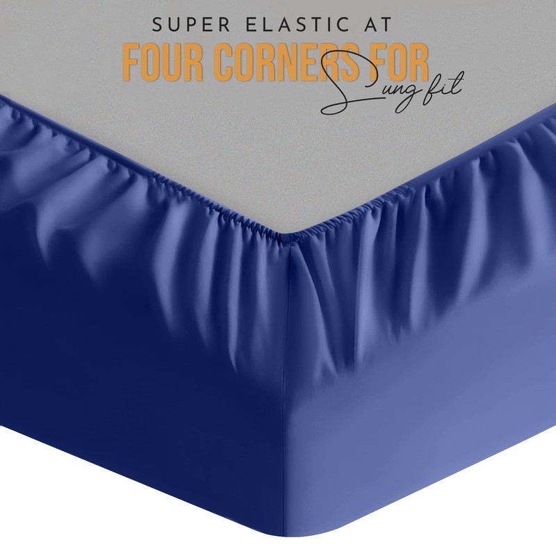 HOME ACE Royal Blue Single Bed Sheet - Fitted Sheet,