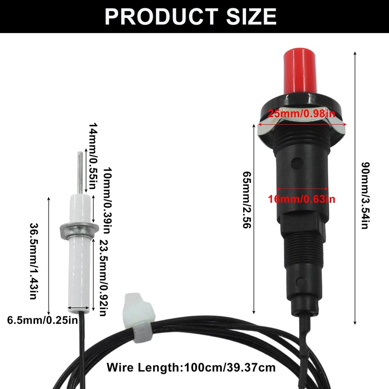 Jiozermi 2 Pcs Piezo Spark Igniter, Metal Threaded Ceramic Push