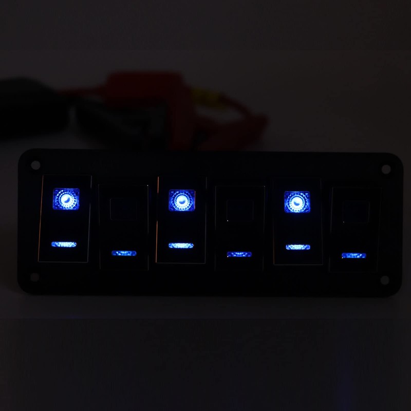 Marine Switch Panel, ON Off Toggle Switch Panel, 6 Gang