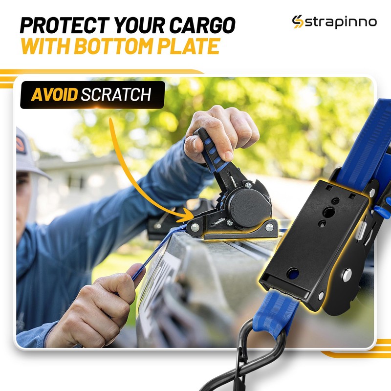 Strapinno Retractable Ratchet Straps 1 in x 10 ft, Secure
