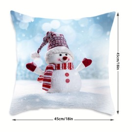 FAAFRW Christmas Snowman Pillow Covers 18 x 18 Inch Set of 4 Winter Snowman Snowflake Throw Pillow Covers Cushion Case Decoration for Couch Sofa Bed Home Living Room House