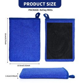 YKUKIZEE 4 PCS Clay Mitt for Cars, Clay Bar Mitt, Blue Clay Cloth for Car Clay Towel for Car Detailing Cleaning Washing Drying Care Auto