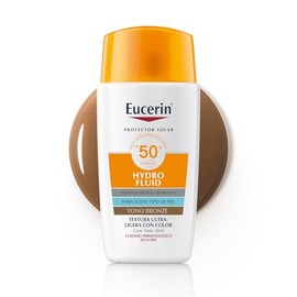 Eucerin Sun Face Hydro Fluid FPS 50 + Tono Bronze 50ml Protector Solar Facial con Color, textura ligera, suave y refrescante. Rápida absorción sin sen