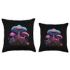 Bioluminescent Mushroom Fungi Flowers Nature Throw Pillow