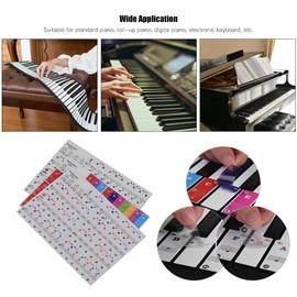 Solinder Pegatinas de Teclado de Piano para teclados de 37/49/61/88 Teclas extraíbles Coloridos para niños Principiantes Aprendizaje de práctica de Piano