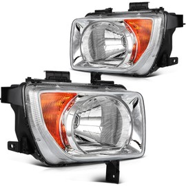 OCPTY Headlight Assembly Driver and Passenger Side Replacement for 2003-2006 For Honda Element Black Housing Amber Reflector 33151-SCV-A01 33101-SCV-A01HO2518106 HO2519106 Bulbs Not Included