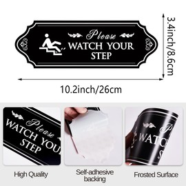 Please Watch Your Step Sign, Self-Adhesive Waterproof Vinyl Watch Your Step Sticker, Safety Sign for Home/House, Business, Restaurants and Offices Outdoor or Indoor Use（Black White）
