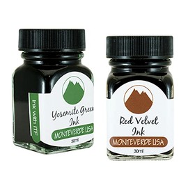 Monteverde 60ml Core Fountain Pen Ink Bottle (30ml Yosemite Green Ink Bottle G309YG, 30ml Red Velvet Ink Bottle G309RV)