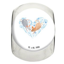 Mr. & Mrs. Panda Bonbonglas Mäuse Herz L 870ml - Geschenk, Teedose, Liebesgeschenk, Jahrestag, Pärchen, Keksedose, Freundin, Love, Müslidose,
