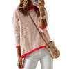 Famulily Crew Neck Striped Pullover for Women Colour Block Long