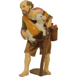 FADEDA Shepherd with Lamb/Height: 9 cm/Hand-Painted/Detailed Nativity Scene Figures - Christmas Table Decoration Nativity Accessories