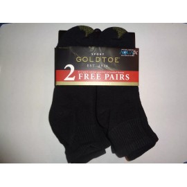 GoldToe Black Cotton Quarter Socks 6+2 Bonus Pack 8-Pair Men Extended Size 12-16