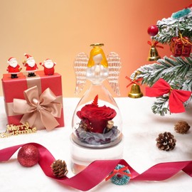 Sunia Birthday Gifts for Mom, Preserved Flowers Rose Gifts for Grandma Women, Angel Figurines with Forever Real Roses, Flowers Gifts for Christmas Mother's Day Valentine Anniversary