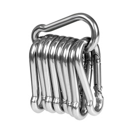 Pack of 10 Carabiner Hooks Small 304 Stainless Steel 40 mm x 4 mm, LISOPO Small Carabiner with Snap Closure, Heavy Duty Carabiner Hook, Premium Quality Steel for All Lifting Straps and Handles with