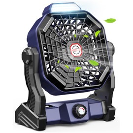 JINLICTE Camping Fan with LED Lantern, 20000 mAh 9 Inch Portable Rechargeable Battery Powered Fan with Stepless Speed and Quiet Battery Operated for Tent, Picnic, Barbecue, Fishing, Travel, Home