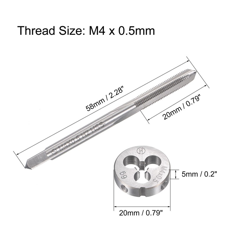 sourcing map Tap M4 x 0.5 mm Thread Cutting Die