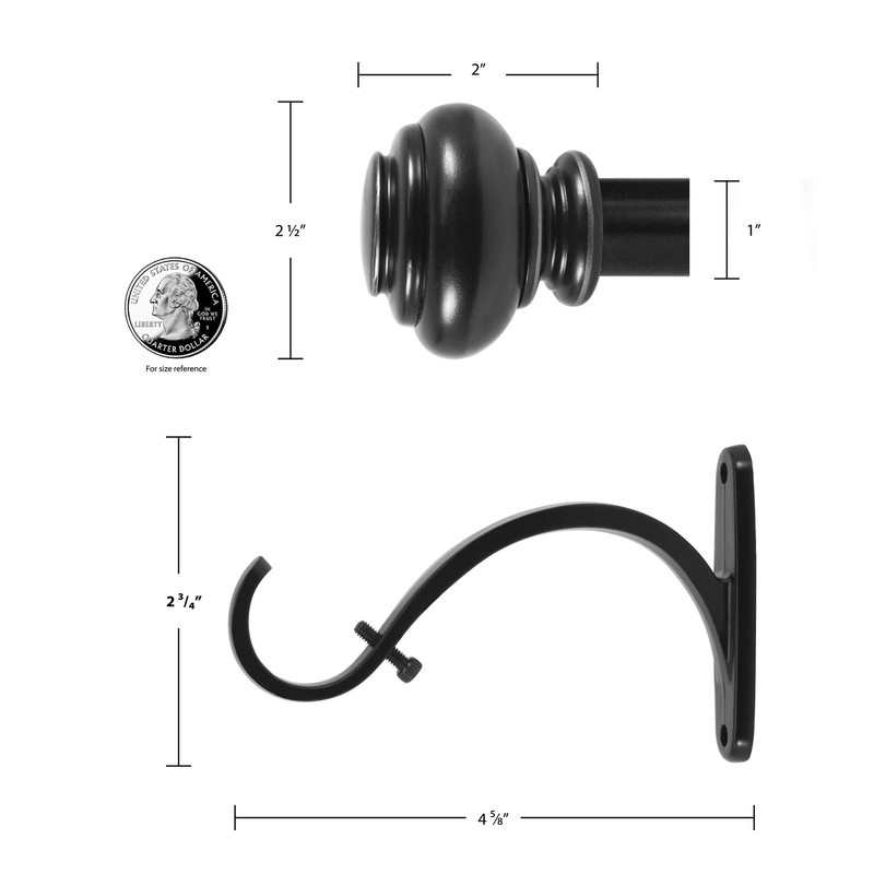 Decopolitan 1" Urn Curtain rod set, 18 to 36-Inch, Light