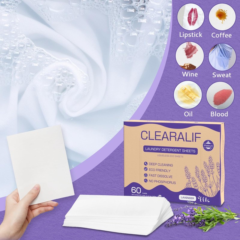 Laundry Detergent Sheets Up to 60 Loads, Fresh Lavender -