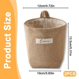 OUDQFCJ Cotton Linen Storage Bag, Removable, Foldable, Washable, Hanging Storage Bag, Hamper Organiser for Wall, Door, Room, Bathroom, Pack of 2