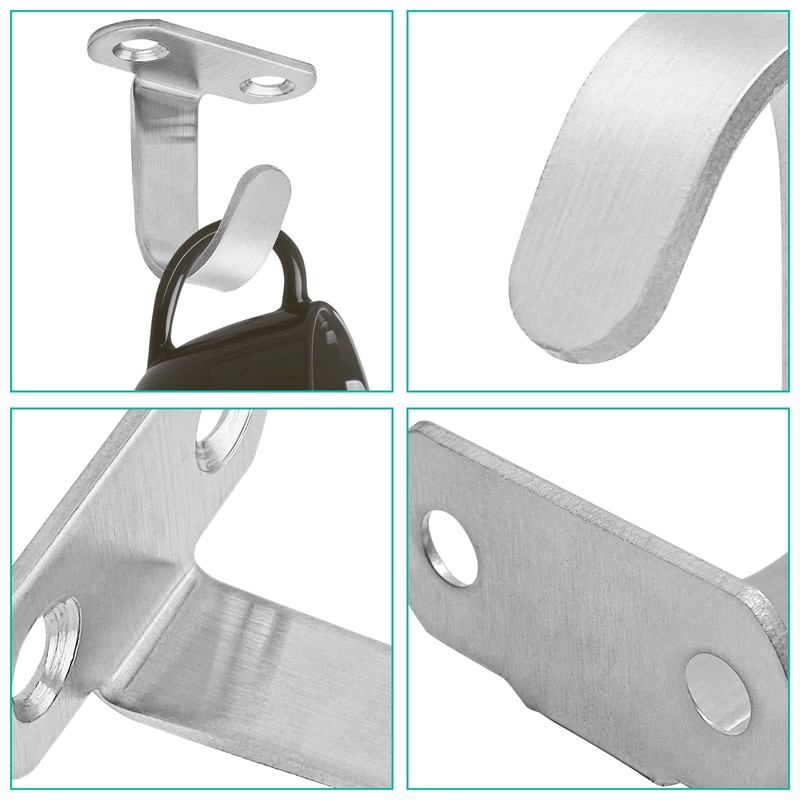 Cionyce 6 PCS Stainless Steel Screws Mount Ceiling Hooks, Brushed