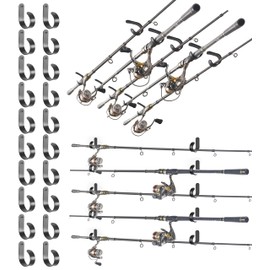 Mkono Fishing Rod/Pole Holder for Garage, Wall Ceiling Mounted Horizontal Rod Rack Holds Up to 10 Rods or Combos, Fishing Equipment Storage Organizer Gifts (20pack)