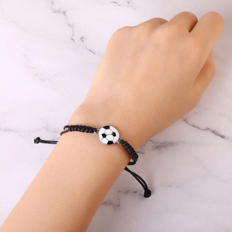 ASTER 14Pcs Football Bracelet Adjustable Metal Football Charm Bracelet Braided