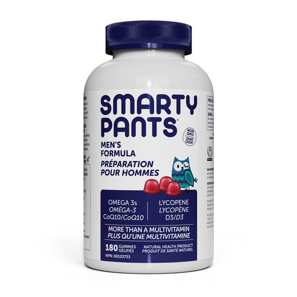 SmartyPants Men's Complete Daily Gummy Vitamins: Gluten Free, Multivitamin, CoQ10, Vitamin D3, Vitamin B12, Lycopene, Methyl B12, Omega 3 EPA/DHA Fish Oil, Non-GMO, 180 count (30 Day Supply)