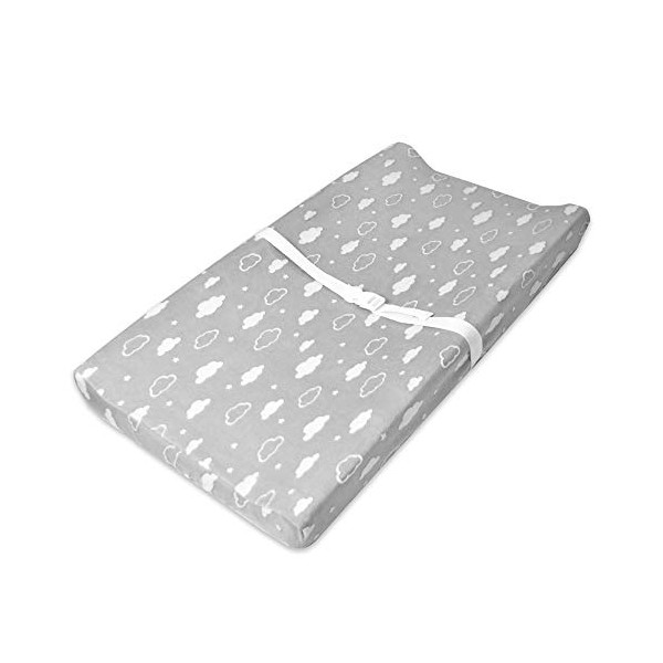American Baby Company Heavenly Soft Chenille Fitted Contoured Changing Pad Cover, 3D Gray Cloud, for Boys and Girls