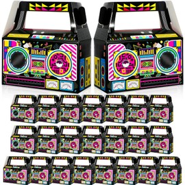 Zonon Pack of 24 80s 90s Novelty Boom Gift Boxes 80s 90s Theme Retro Radio Gift Boxes Decoration Hip Hop Theme Table Decoration for Birthday Music Retro Theme Party Accessories (New 80s)