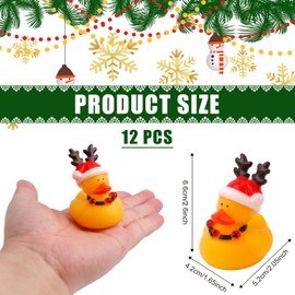 Pack of 12 Christmas Rubber Ducks, Cute Christmas Ducks, Assorted Rubber Bath Ducks, Bath Toy Accessories for Children, Christmas Party Gifts, Small Gifts (Style 3)