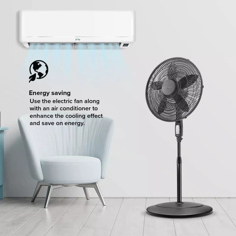 Air Monster 15732-R 18-Inch Diameter 3-Speed Adjustable Height Oscillating Pe...