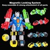 QUERCITRON 5-in-1 Magnetic Vehicles Playset Toy, Transform to Robot, Mix