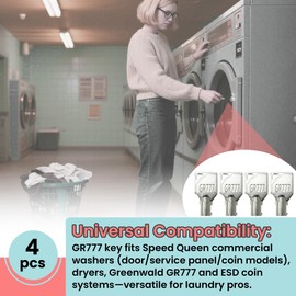 4 Pcs GR777 Tubular Key | Compatibility with Service Panel of Speed Queen Commercial Washer Door/Service Panel/Coin Washing Machine | for Speed Queen Maytag ESD Lock