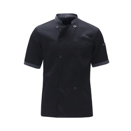MeiLayM Chef's Jacket Short Sleeve for Men & Women Chef's Jacket Unisex Kitchen Hotel Uniform Short Sleeve Professional Chef Jacket Modern Style Chef Baker's Jacket with Pocket, black, XXL