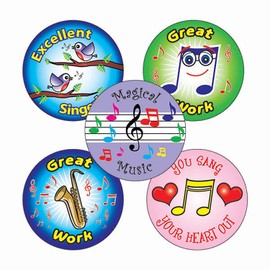 150 Mixed Great Work Excellent Singer Music Childrens Pupils School Praise Teachers Reward Stickers 25mm Primary Teaching Services