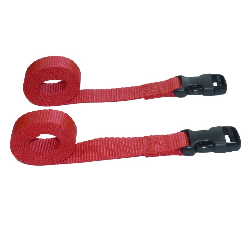 Webbing Strap with Quick Release Buckle, Pack of 2 (Red,
