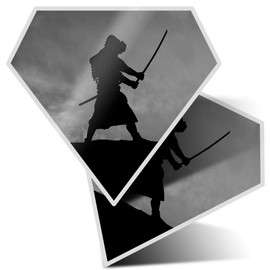 2 x Diamond Stickers 7.5 cm BW - Black Samurai Warrior Sunset Laptop Tablet Luggage Scrapbook #36143