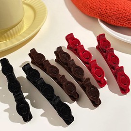 Pack of 5 Sparkling Crystal Stone Braided Hair Clips Satin Fabric Elegant Hair Clips for Women Girls for Thick Hair