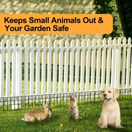 10 Packs Animal Barrier Fence - 24in(L) X15in(H) Black Garden Fencing, No Dig Animal Barrier for Dogs, Rabbits, and Small Animals, Underground Digging Guard for Yard Patio