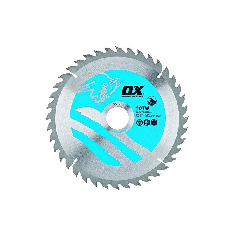 OX Wood Cutting Circular Saw Blade 190/30mm, 40 Teeth ATB
