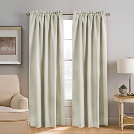 Blackout Curtains Thermal Insulated Window Treatment Panels Room Darkening Blackout Drapes for Living Room Back Tab/Rod Pocket Bedroom Draperies, 52 x 96 Inch, Cream, 2 Panels