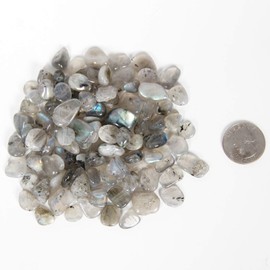 1.1lb Natural Crushed Grey Moonstone Labradorite Crystal Tumbled Chips-Grey Labradorite Healing Crystals Chips Bulk, Crushed Crystal Gemstones for Crafts, Beautiful Package for Gift (Grey Moonstone)