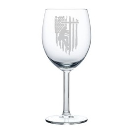 MIP Wine Glass Goblet Gift Lineman American Flag (10 oz)