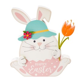 Easter Decorations Happy Easter Bunny Decor Farmhouse Wooden Easter Tabletop Cute Rabbit Spring Home Signs Tiered Tray Shelf Mantel Centerpiece Gift Ornament