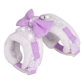 FUNAT Plush Chest Straps for Dogs, Rhinestone Winter Dog Harness, Vest Bow Harness for Small Medium Dogs