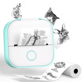 Phomemo Print Pod Sticker Printer- T02 Mini Printer Sticker Maker Inkless Printer Portable Bluetooth Thermal Pocket Photo Printer for Study Notes, Stickers, Photos, DIY, Green