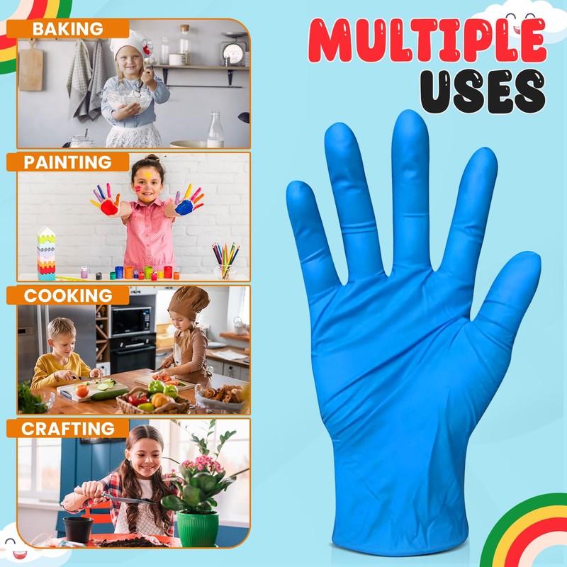 Bundaloo Kids Disposable Gloves for Ages 4-10, Ideal for Crafting,